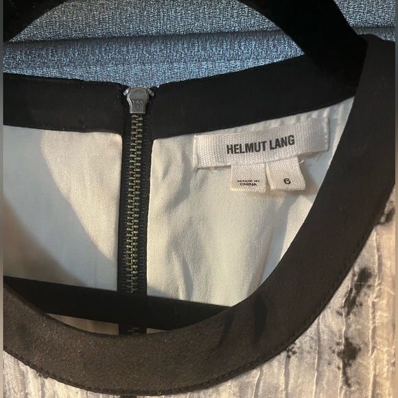 Helmut Lang Silk Annex Printed Sleeveless Mini Dress Gray Black White size 6 - Picture 7 of 15